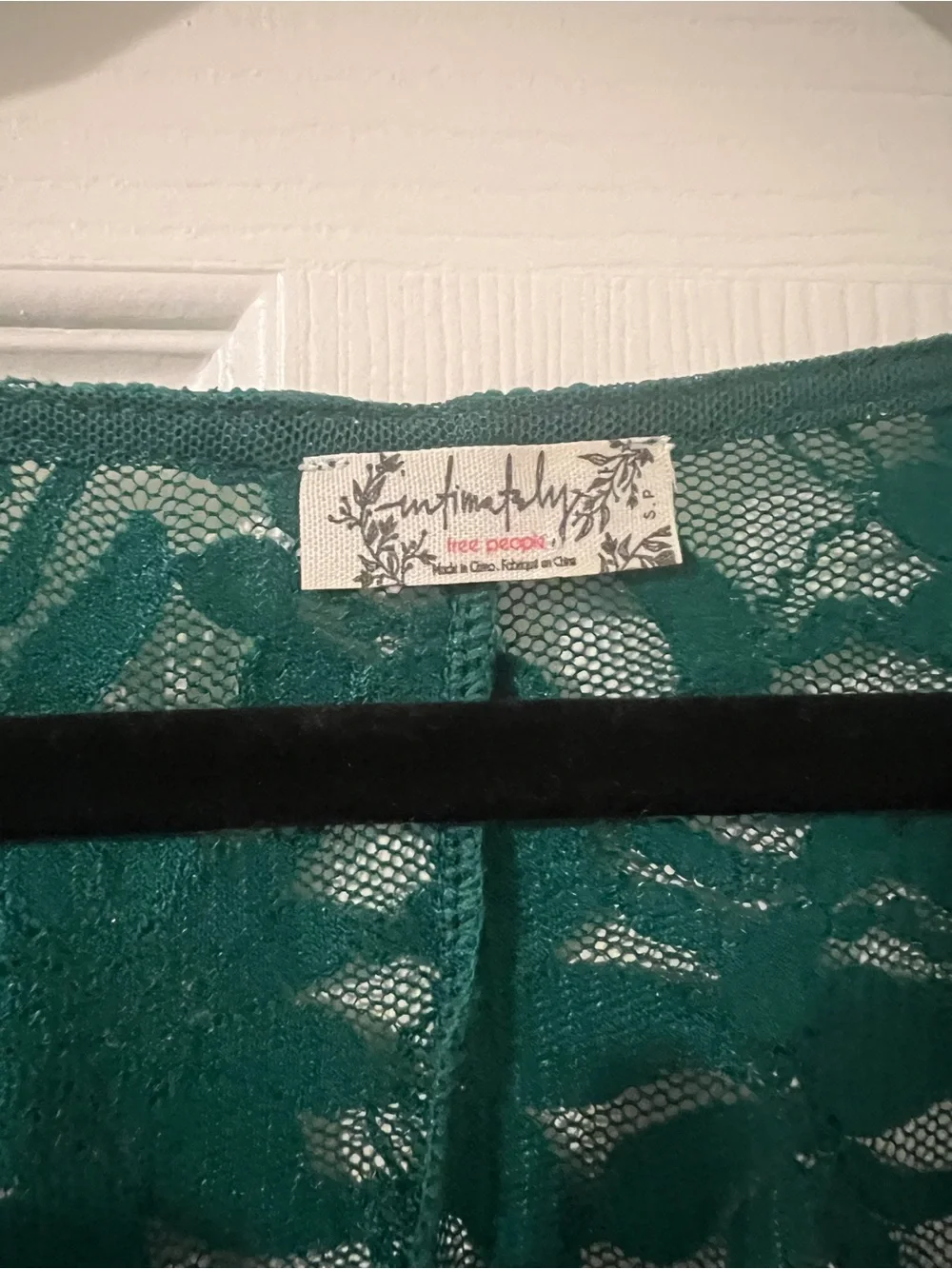 Intimately Free People Long Distance Layering Top Green Balsam Lace - Size Small